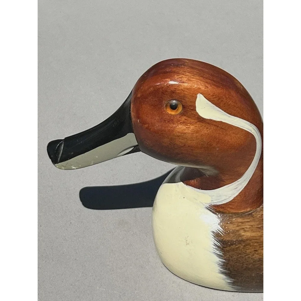VTG Fetco Hand Carved Hand Painted Wooden Duck Decoy Glass Eyes 16